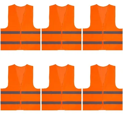 Productafbeelding van 6 reflecterende veiligheidsvesten, neongeel, 360° zichtbaarheid, geschikt voor auto's, voertuigen, pechhulp en werknemers