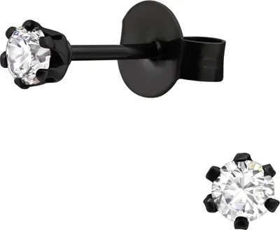 Immagine prodotto di Orecchini tondi a perno da 3 mm in acciaio inossidabile con zirconi