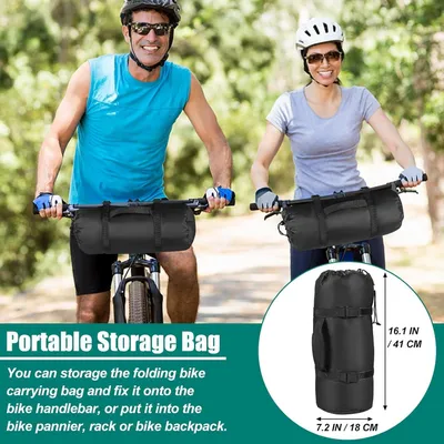 Imagen del producto de Bolsa para bicicleta, fabricada en tela de 900D, impermeable, plegable, para bicicletas de montaña de 26-29 pulgadas, ideal para transportar objetos