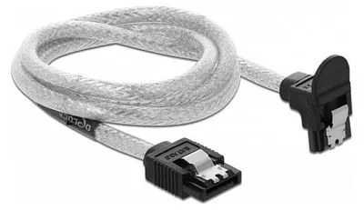 Zdjęcie produktu dla DeLOCK 85347, 0,7 m, SATA 7-pin, SATA 7-pin, Męska/Męska, Czarny, Przezroczysty, Prosty