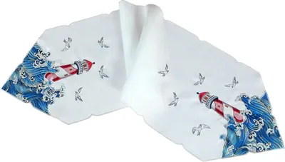 Produktbild von Tischläufer YVONNE Leuchtturm Stickerei Polyester maritim 40 x 140 cm