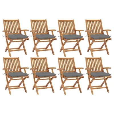 Produktbild von Maison Exclusive - Klappbare Gartenstühle mit Kissen 8 Stk. Massivholz Teak