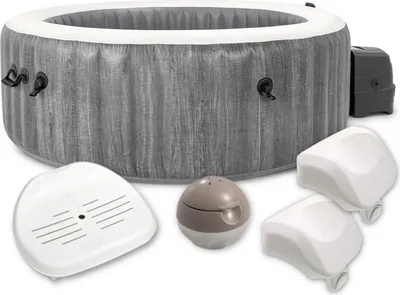 Produktbild von INTEX 28440 - Whirlpool - PureSPA Bubble »Greywood Deluxe« (Ø196cm) + Kunststoffsitz & Dosierspender