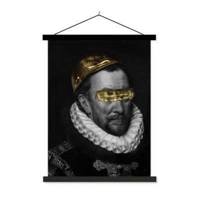 Produktbild von MuchoWow® Textilposter Wilhelm von Oranien - Adriaen Thomasz - Gold 60x80 cm mit schwarzem Rahmen - Plakathalter