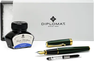 Produktbild von Füllhalter Diplomat Excellence A2 Evergreen vergoldet mit Schreibtinte, Stärke M