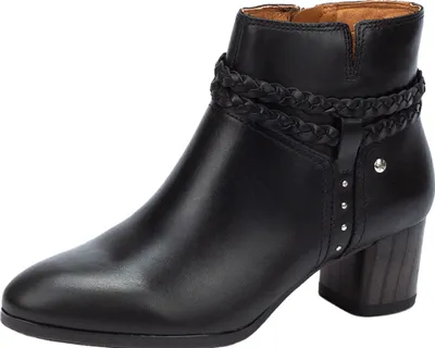 Produktbild von Pikolinos Damen Stiefelette Leder Ankle Boot Flechtoptik Nieten Calafat W1Z-8521, Größe:38 EU, Farbe:Schwarz