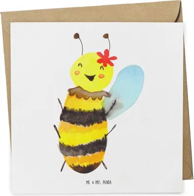 Produktbild von Mr. & Mrs. Panda anlasskarte Biene Happy - Weiß - Geschenk, faltkarte, doppelkarte, Klappkarte, Glückwunschkarte, Grußkarte