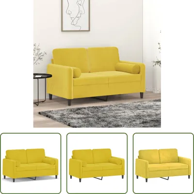 Produktbild von The Living Store 2-Sitzer-Sofa mit Zierkissen Gelb 120 cm Samt
