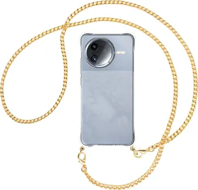 Produktbild von Handykette Backcover-Schutzhülle mit Band (Metall goldfarben) für Xiaomi Redmi K80 5G - goldfarbene Kette