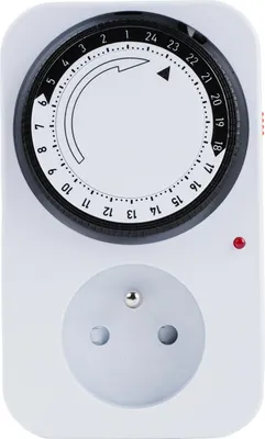 Image de Prise mécanique avec minuterie 24 heures, intervalles de 15 minutes, mise en marche/arrêt automatique et sécurité enfants – prise française
