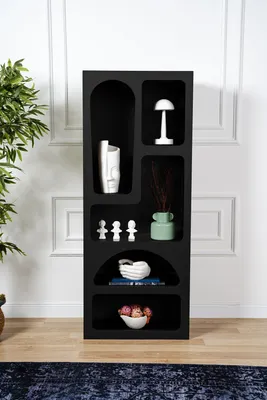 Produktbild von Skye Decor, Venus - Black, Bücherregal, Schwarz, 100 % MELAMINBESCHICHTETE SPANPLATTEN, 60 x 32 x 150 cm