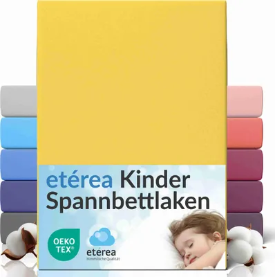 Produktbild von Jersey Spannbettlaken 60x120 - 70x140 cm, 100% Baumwolle Bettlaken, Gelb