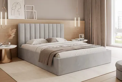 Produktbild von Polsterbett "VALENTTI" mit Stauraum & elegant gestepptem Kopfteil - Modernes Bett