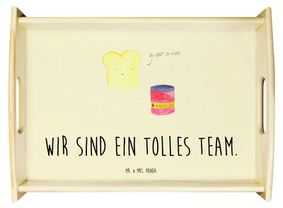 Produktbild von Mr. & Mrs. Panda Tablett Toast Marmelade - Gelb Pastell - Geschenk, Küche Spruch, Lustige Sprüche, holz, Toastbrot, Süß, Brot, Dekotablett, Serviertablett, tragetablett