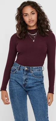 Produktbild von ONLY Damen Geripptes Langarm Shirt Dünnes Longsleeve Basic ONLEMMA | XS