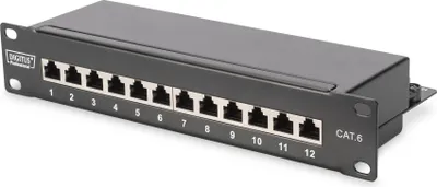 Produktbild von DIGITUS CAT 6, Klasse E Patch Panel, geschirmt, schwarz