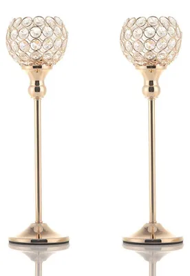 Produktbild von Vincigant Kristall-Kerzenleuchter-Set, Heim-Dekorationen, Kristall, Gold, 2pcs 3