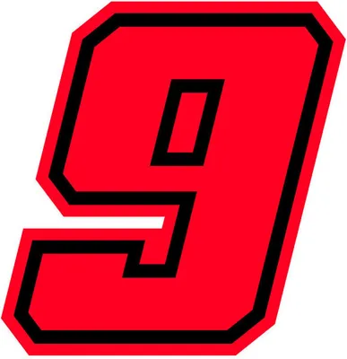 Obrázek produktu pro Nálepka závodní číslo pro Moto "9" Race Moto GP, červená fluo, 10 x 10 cm