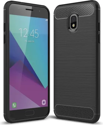 Produktbild von Samsung Galaxy J7 2018 Hülle Silikon Schwarz Carbon Optik Case TPU Handyhülle Bumper