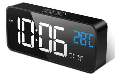 Obrázek produktu pro Digitální budík s LED displejem, nabíjecí, s ukazatelem teploty a funkcí odložení buzení
