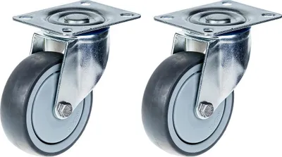 Produktbild von 80mm 3" Rolle grau gummibereift drehbar stark 160kg Kapazität, 2er Set