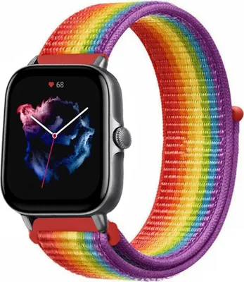 Produktbild von Strap-it Amazfit GTS 3 Nylonarmband (Regenbogen)