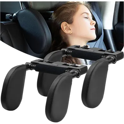 Immagine prodotto di Cuscini poggiatesta per auto in memory foam, retrattili e removibili, supporto per il collo per bambini e adulti, set da 2, colore nero