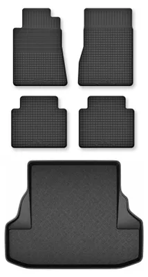 Productafbeelding van Rubberen automatten + kofferbakmat voor Mercedes-Benz Klasa S W221 2005-2012 – 5-delig, zwart, op maat – Wielganizator Semi-Universal