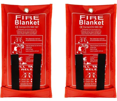 Produktbild von Feuerlöschdecke Fiberglas 100 x 100 cm 2 Stück