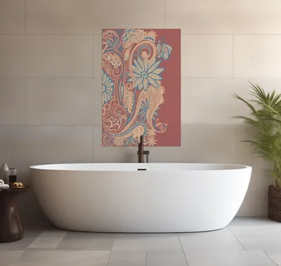 Produktbild von Wallario wasserfestes Poster selbstklebend 91,50 x 61 cm, Muster mit Blumen in Pastellfarben, Badezimmerposter Spritzschutz mit Hochglanzoberfläche in Glasoptik