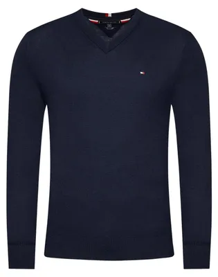 Immagine prodotto di Tommy Hilfiger - Maglione da uomo, scollo a V, misto cotone NA544 (XS) (blu navy scuro)