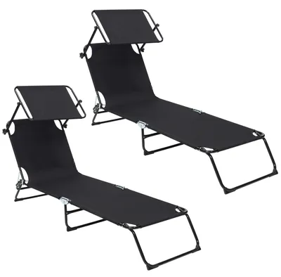 Produktbild von Infinity Goods Sonnenliege mit Sonnenschirm – zusammenklappbar – 2er-Set – Sonnenliege – Liegestuhl