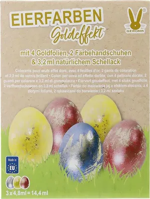Produktbild von Eierfarben-Set 3 Farben mit Goldfolie inkl. Schellack & Färbehandschuhe