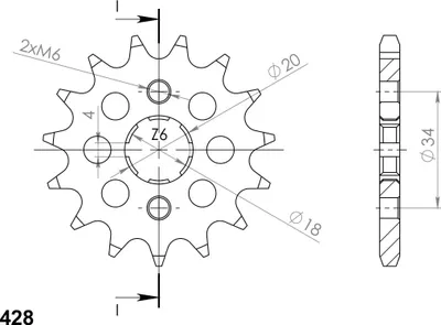 Produktbild von Ritzel Supersprox 428 - 14Z CST-259:14|grobverzahnt 18,0/20,0
