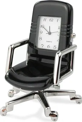 Produktbild von Designer Tischuhr Chefsessel schwarz aus Metall