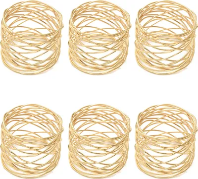 Produktbild von Teile/satz Draht Wicklung Serviettenring Luxus Goldene Elegante Metall Abendessen Serviettenhalter Schnalle Hochzeit Party Hotel Restaurant Tisch Dekoration