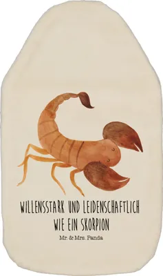 Produktbild von Mr. & Mrs. Panda Wärmflasche Sternzeichen Skorpion - Weiß - Geschenk, Geburtstag Oktober, Flauschige, Wärmeflasche, Wärmflaschen, Wärmekissen, November, mit Bezug