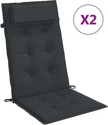 Immagine prodotto di Cuscini per Sedia con Schienale Alto 2pz Nero in Tessuto Oxford