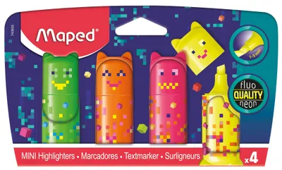 Zdjęcie produktu dla Maped 743602, 4 szt., Żółty, Różowy, Pomarańczowy, Zielony, Końcówka ścięta, 1 mm, 5 mm
