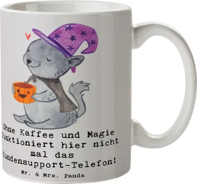 Produktbild von Mr. & Mrs. Panda Tasse Kundensupport Magie - Grau Pastell - Geschenk, Geschenktasse, Berufspassion, Trinkbecher, personalisierte Geschenke, Keramiktasse, Kundenbetreuung