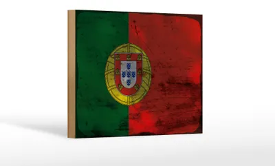 Produktbild von Holzschild Flagge Portugal 18x12 cm Flag of Portugal Rost Dekoration