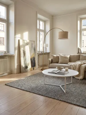 Produktbild von Design Couchtisch MDF Holz weiß matt Gestell Metall ø 80 cm, Wohnzimmertisch lackiert Sofatisch modern, Kaffeetisch rund Loungetisch