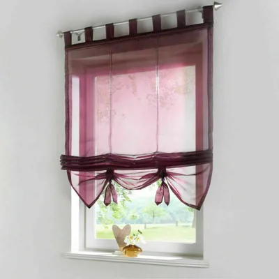 Produktbild von Vorhang Gardine Fenstervorhang Raffrollo Raffgardine Scheibengardinen 80x155cm Weinrot