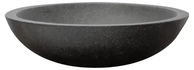 Produktbild von Differnz Puur Waschschüssel - Terrazzo Waschschale - Runde Form - Ø 45 cm - Höhe 12,5 cm - Mit Überlauf - Farbe Schwarz - Modernes Design - Aus Naturstein - Für das Badezimmer