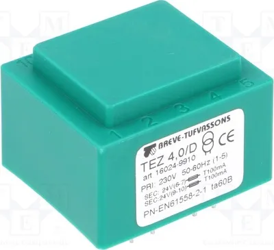 Productafbeelding van 1x Transformator: Overbelastingsstroom 83,3mA, 230VAC, 24V/24V, 4VA, TEZ4/D230/24-24V - Type