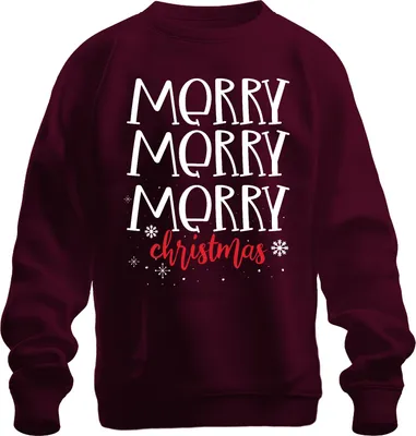 Produktbild von Merry Merry Merry Christmas - Weihnachten Weihnachtsgeschenk Christmas Uni Weihnachtspullover, Burgundy, 3XL