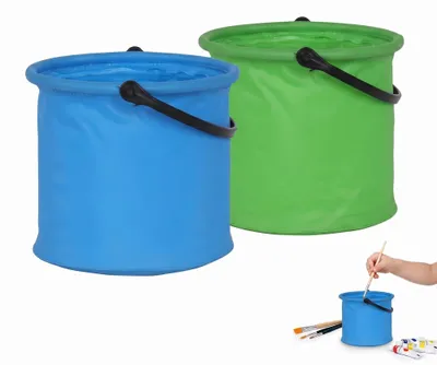 Faltbare Eimer Set 2er, 14x12 cm, blau/grün, tragbar, platzsparend