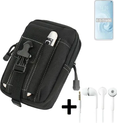 Produktbild von K-S-Trade Gürteltache + Kopfhörer kompatibel mit Meizu 17 Pro Gürtel Tasche Holster Schutz Hülle Handy Hülle  schwarz inkl. Extrafächer