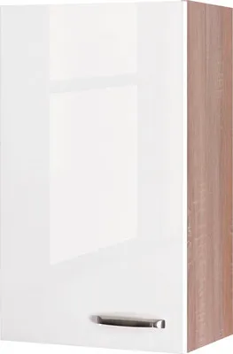 Produktbild von Hochhängeschrank Küche - 50 x 89 cm breit - Hochglanz Weiß Sonoma Eiche – Valencia