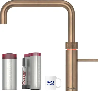 Produktbild von Quooker Fusion Square Messing Patina COMBI Reservoire & sprudelndes Wasser CUBE
